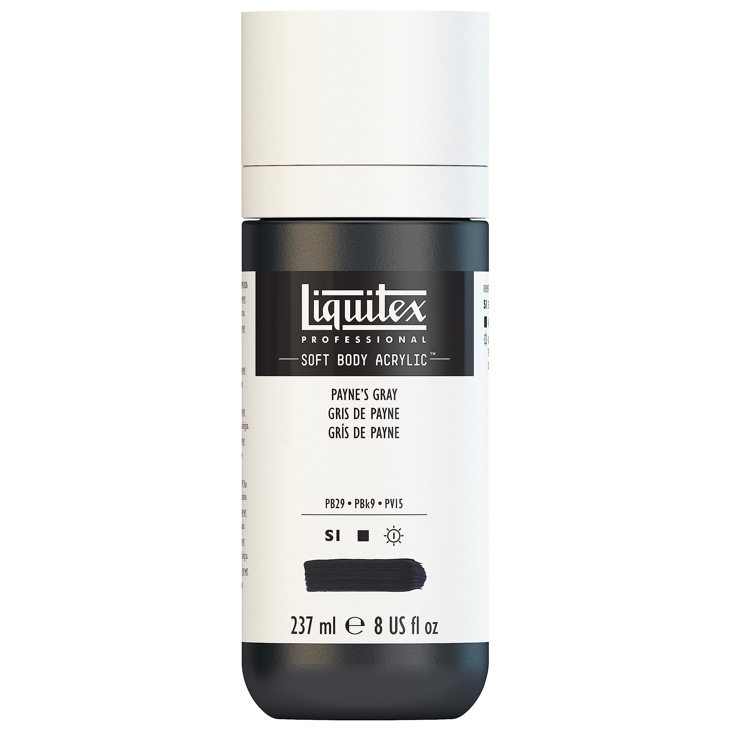 Liquitex 1923310 Professional Acrylic Paint Soft Body - Artist Paint in Creamy Opaque Consistency, High Pigmentation, Lightfast and Ageing Resistant, 237 ml Bottle - Paynes Grey