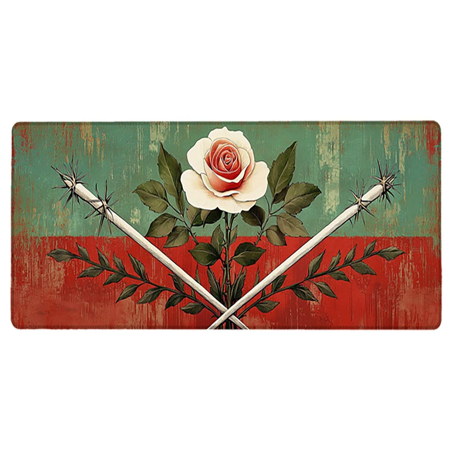 Podkładka pod mysz XXL Flower - 1400x600x3mm - Retro duża mata na biurko z przeszytymi krawędziami Wodoodporna antypoślizgowa do PC, laptopa poprawia precyzję i szybkość. -36292