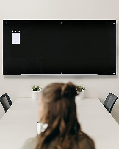 Miniatura 9 de Audio-Visual Direct Juego de tablero magnético de borrado en seco de cristal negro (3 x 2 pies, calendario negro)