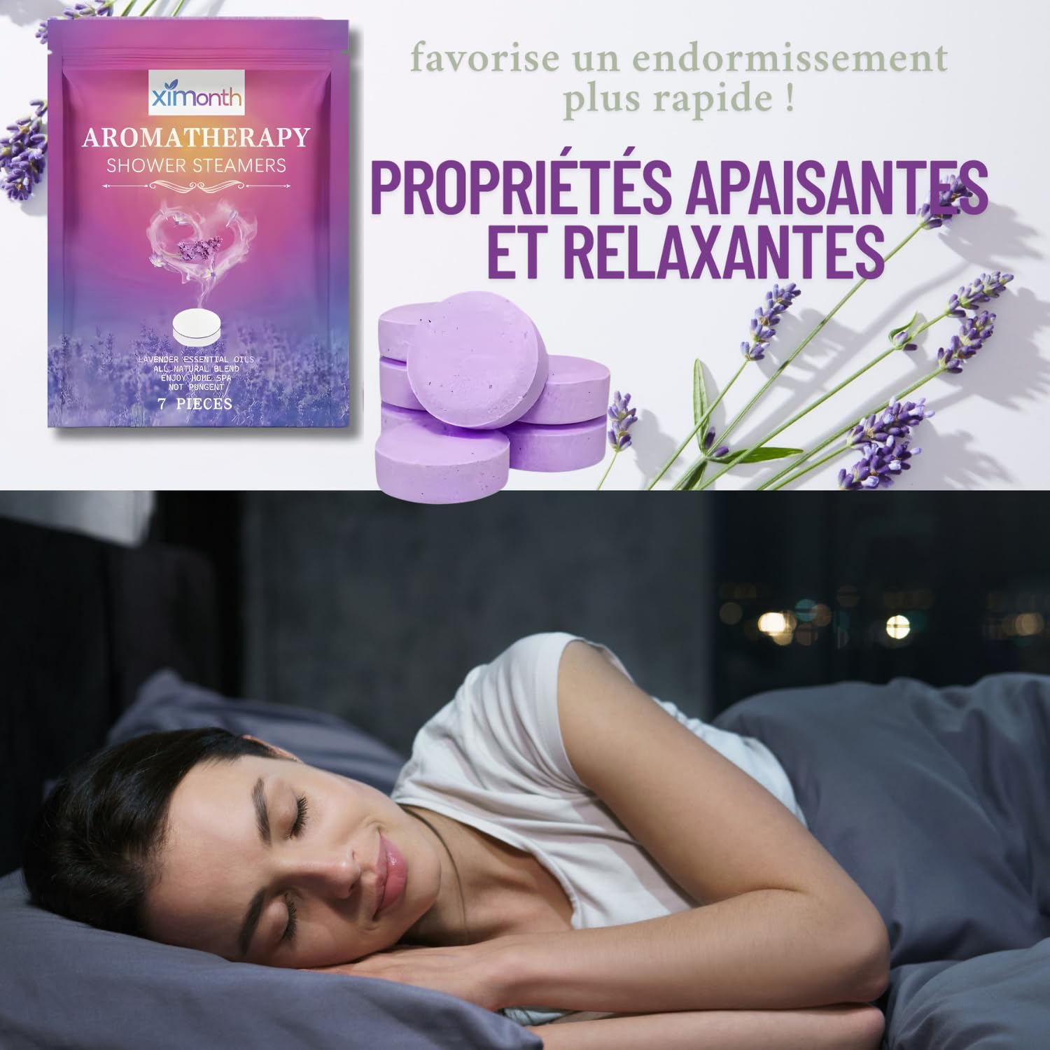 Lot de 7 galet de douche Aromathérapie Apaisante pour Spa à Domicile - cadeau bien-être original pour la fêtes des pères, papa, maman, grand-mère, meilleur ami, fille, Lavande relaxante