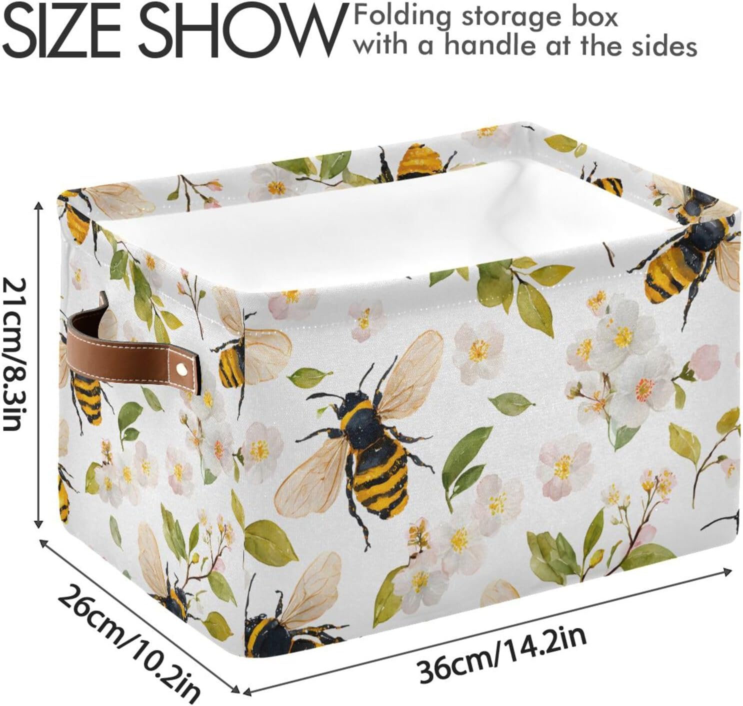 OTVEE Canvas Bins for Closet Shelves Organizing Flower Bee Animal Storage Basket Baby Clothes Organizers Storage Box Nursery Bins Gift Baskets 2 Pack