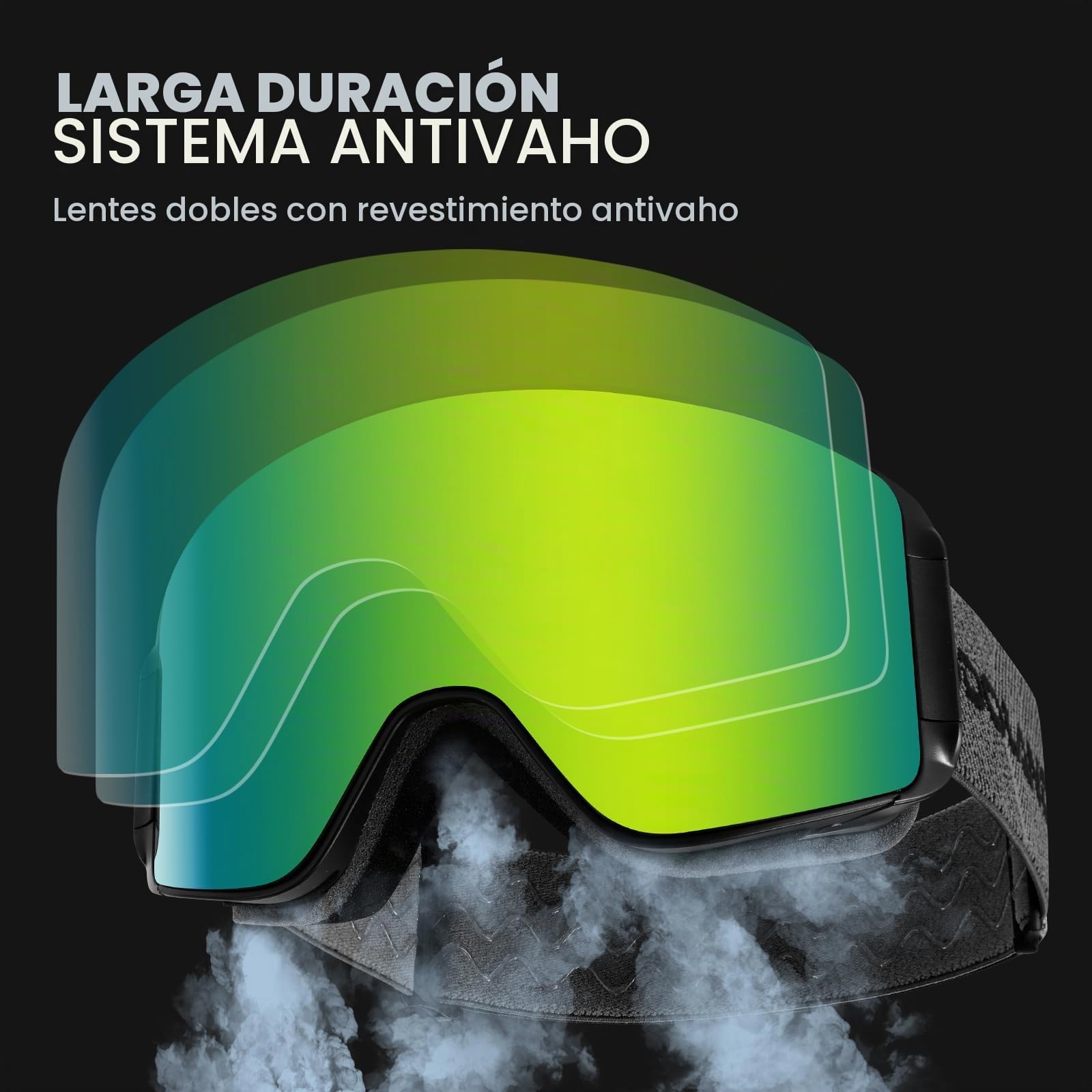 Odoland Kit de Gafas de Esquí con Lente Removible, Lentes Magnéticos Intercambiables sin Marco, Gafas de Nieve Antivaho con Protección UV, BE