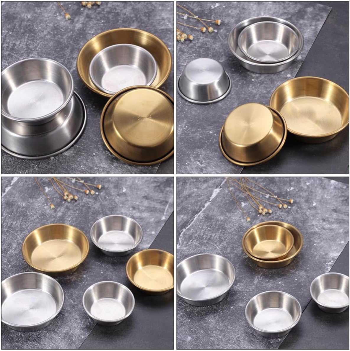 2 Pack round Stainless Steel Dipping Sauce Dish for Restaurants Travel