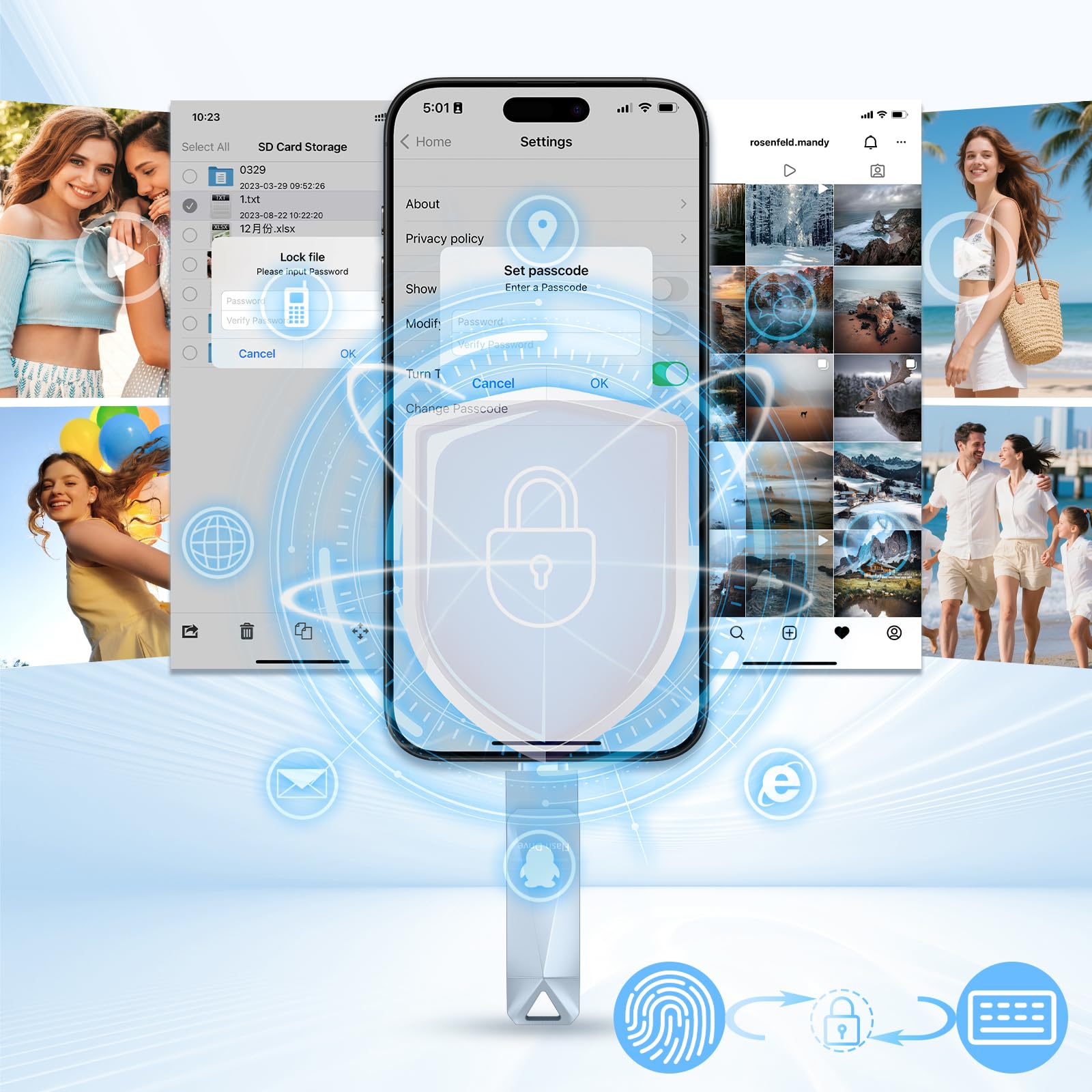 Chiavetta USB per iPhone da 512 GB, certificata Apple MFi, chiavetta USB per iPad, iPhone, computer Picture Keeper, disco rigido portatile, grigio