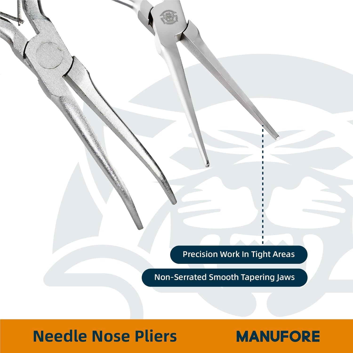 MANUFORE 2pcs 6 Inch Mini Needle Nose Pliers Set (Smooth Jaw), Straight and 45° Bent Long Nose Pliers with Comfortable Grip for Precision Handmade Craft, Jewelry Making Supplies