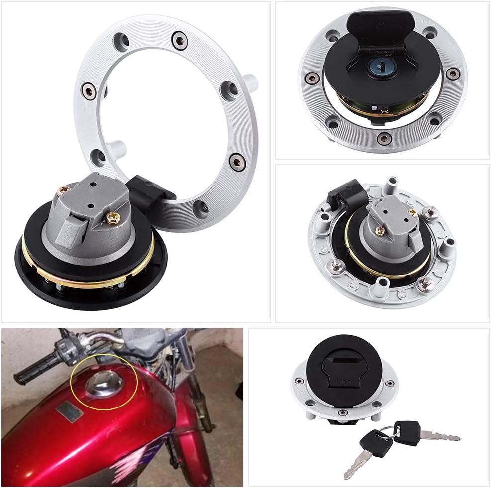 Qiilu Locking Gas, Aluminum Gas Fuel Cover With 2 Keys For GSXR 600 750 for GSXR1300