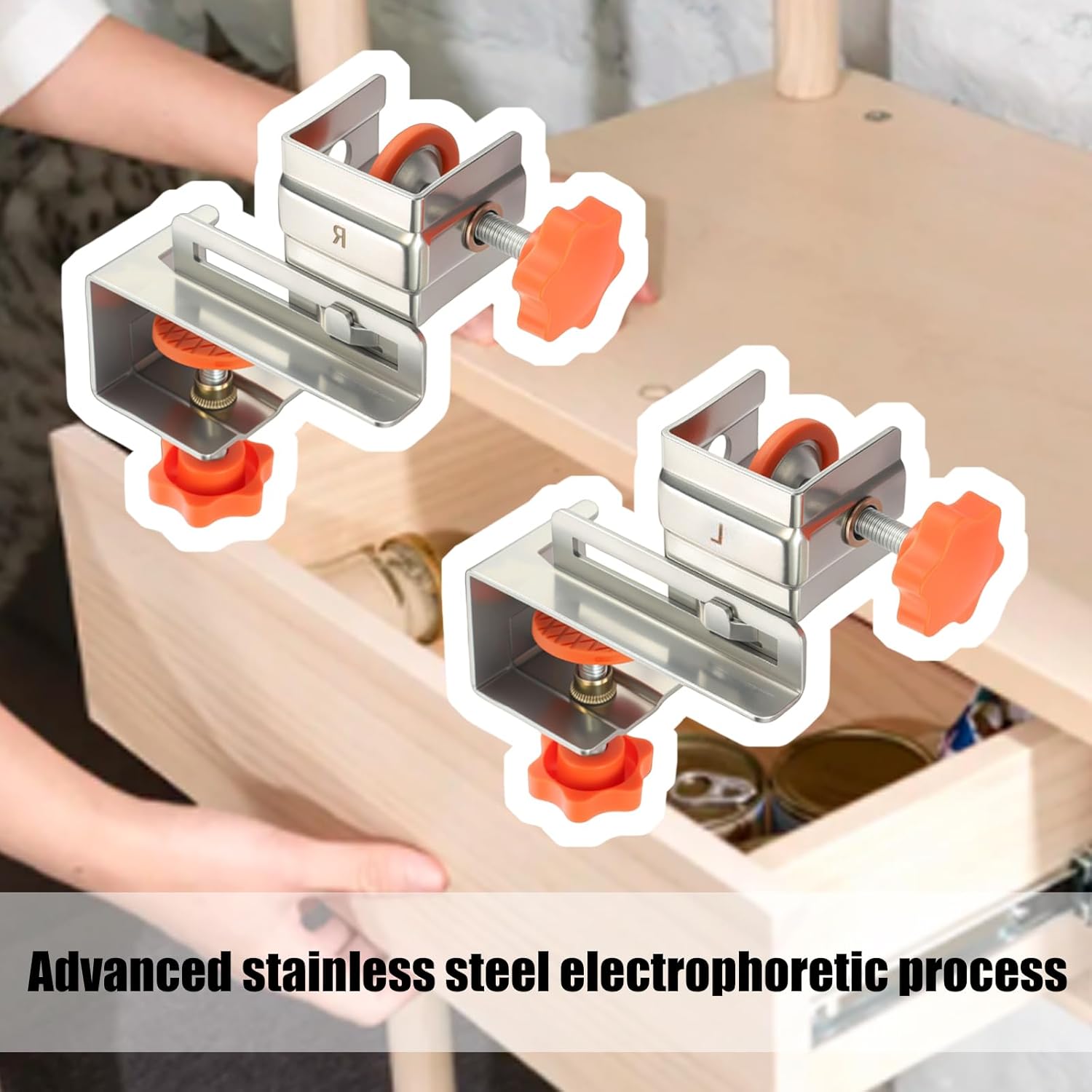 Stainless Steel Drawer Fixing Clips for Tall Cabinets Secure Panel Installation Brackets & Stabilizer Accessories Adjustable Telescopic Drawer Fixing Clip