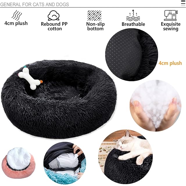 Foto 4 de 7 de KZhanmy Cama Donut para Gato y Perro Mediano Pequeño, Suave Antiestres Casa para Mascotas