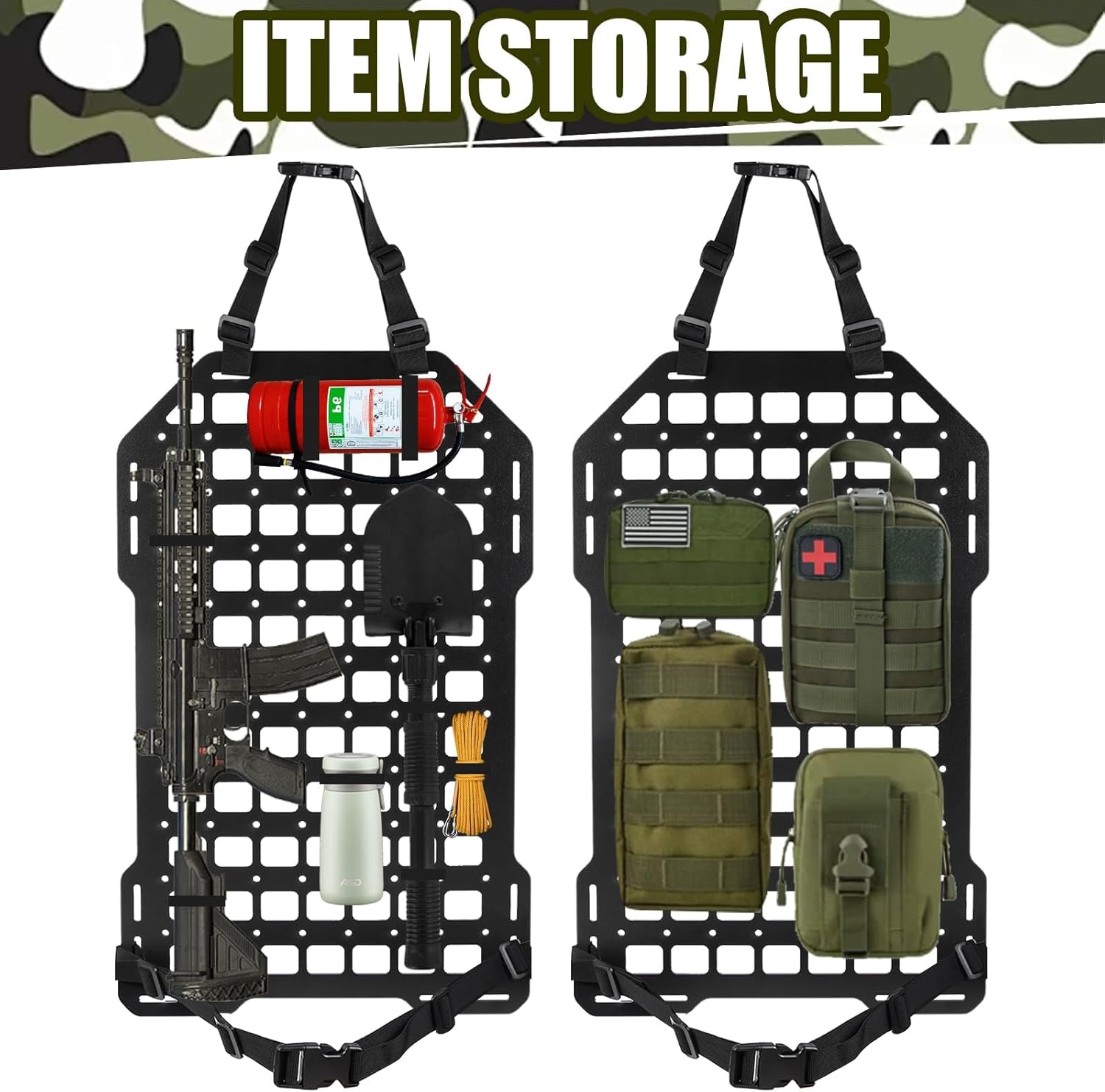 Tactical Car Seat Back Organizer, Molle Panel for Truck, ABS Engineering Material Molle Seat Back Organizer with 1 Molle Pouch for Easy Storage and Accessories Management