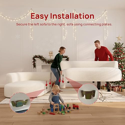 Miniatura 7 de Sofá modular curvo, sofá curvo de 4 plazas de 125.1 pulgadas, sofá de peluche extragrande adecuado para familias, hoteles, villas, clubes, tiendas