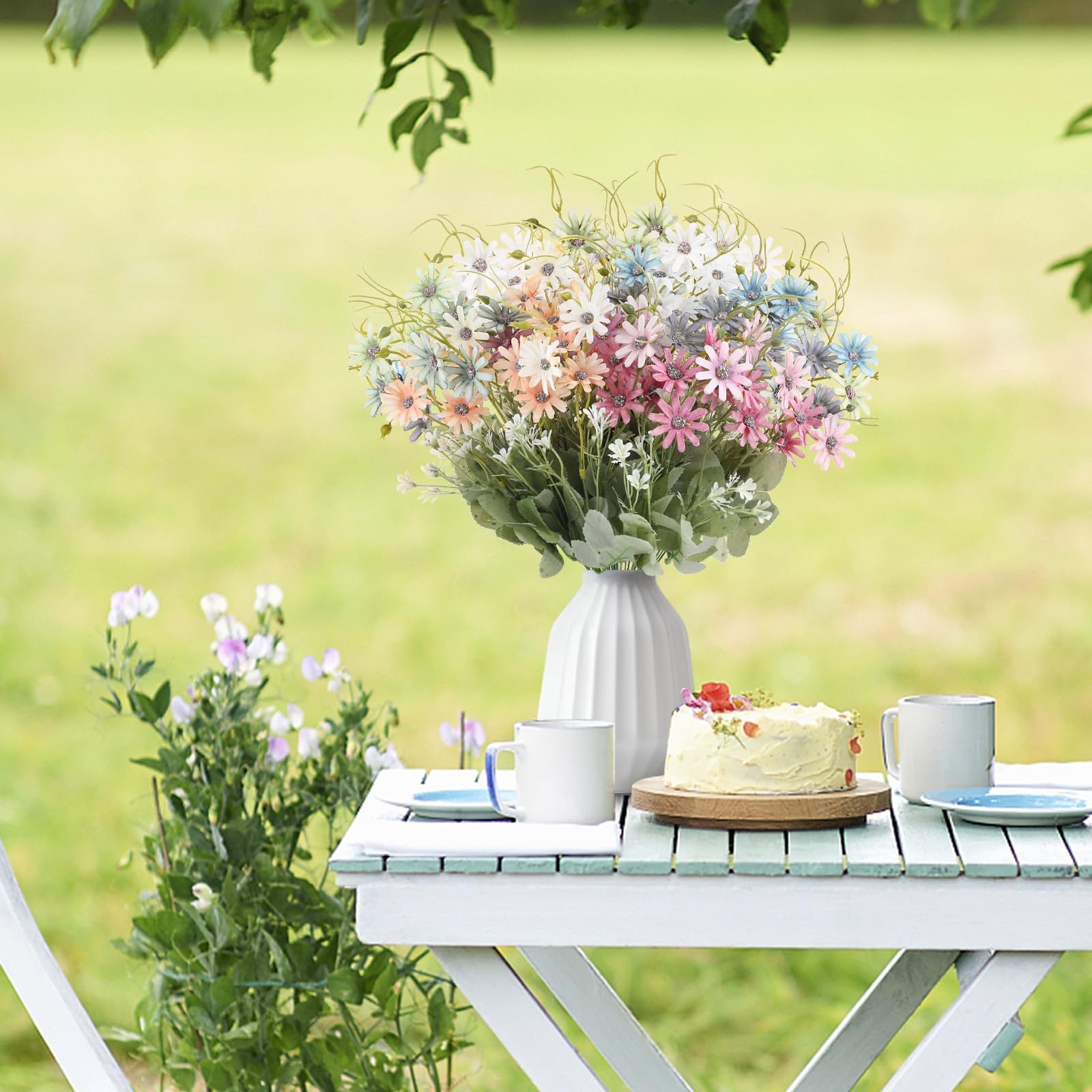 Amazon｜6束 フェイクフラワー 野生の花 造花 デイジー ブーケ シルク