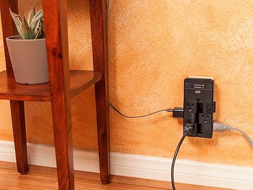 Miniatura 6 de Monoprice 115876 Grifo de pared con protector de sobretensiones giratorio de 6 salidas - Negro  Clasificación UL de 2,160 julios con indicador de