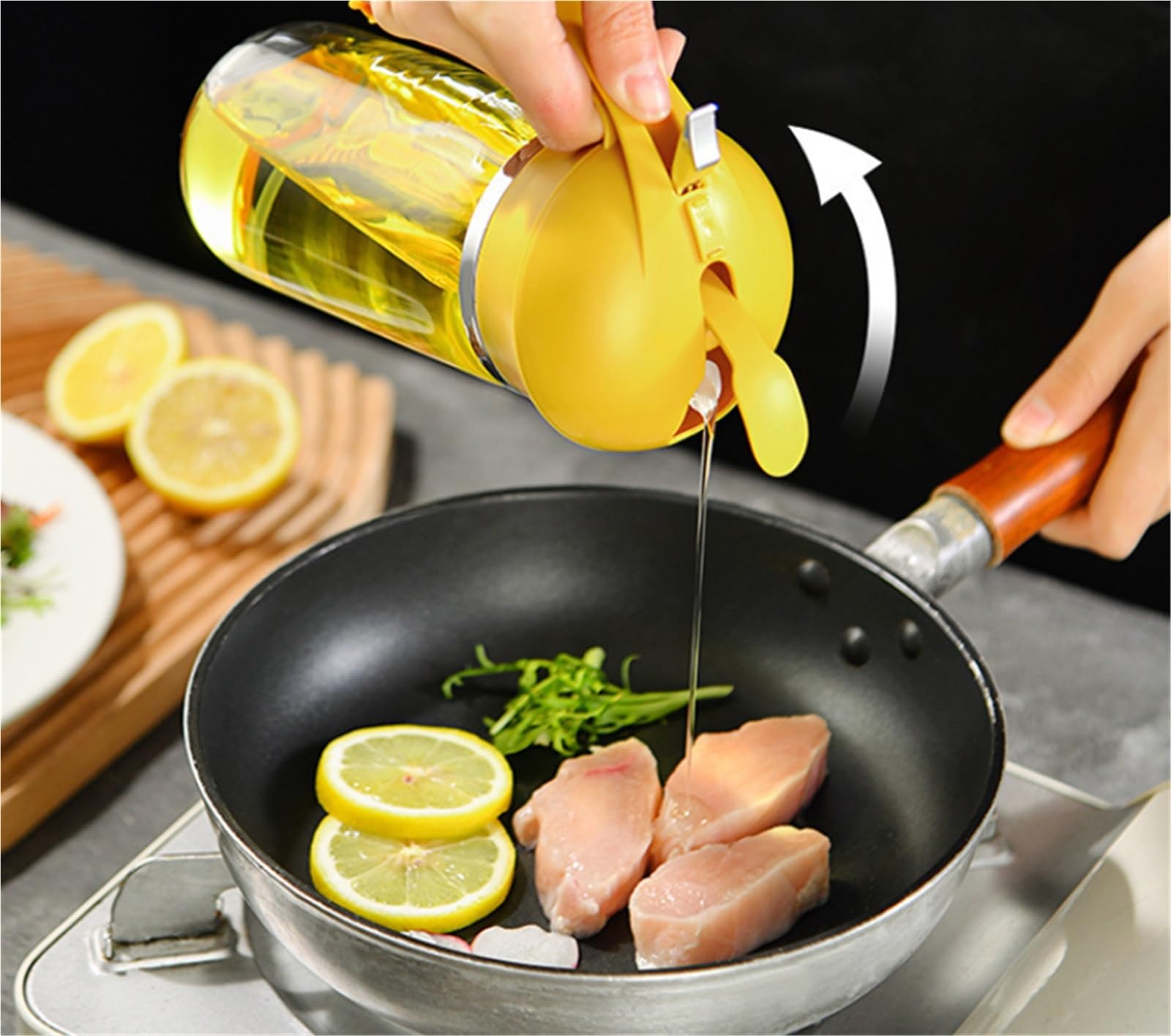 Pulverizador de aceite oliva vidrio | multicolor 550ml for cocinar freír ensaladas asar: pulverizador de aceite(Beige)