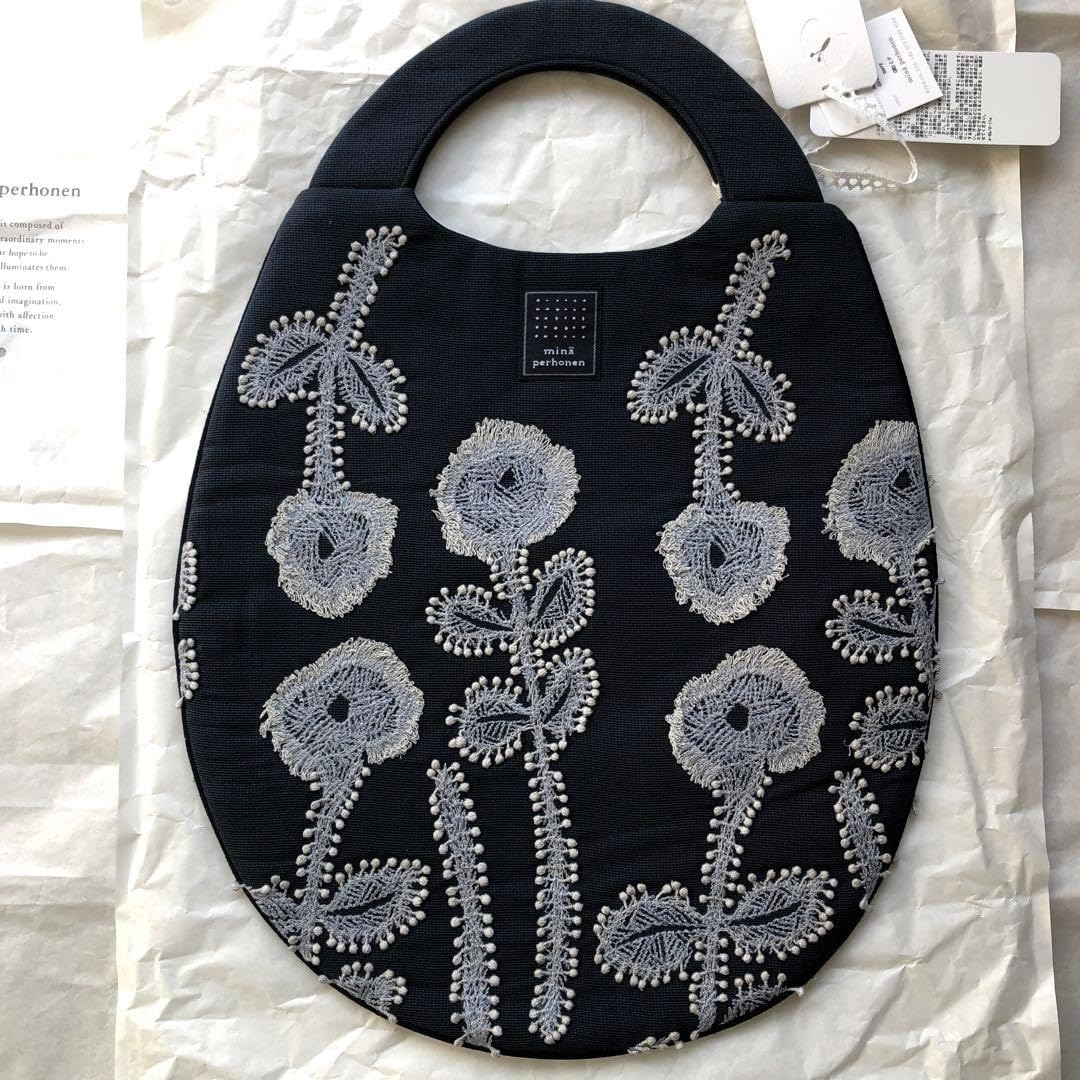 ミナペルホネン エッグバッグ frost garden ネイビー レア mina