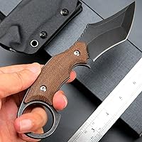 Vista 13 de C1117 Fixed Blade Knife,D2 Steel Blade +G10 Handle Outdoor EDC Survival Claw Knife with Kydex Sheaths(Black)