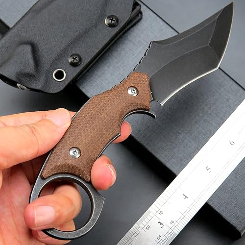 Miniatura 13 de C1117 Fixed Blade Knife,D2 Steel Blade +G10 Handle Outdoor EDC Survival Claw Knife with Kydex Sheaths(Black)