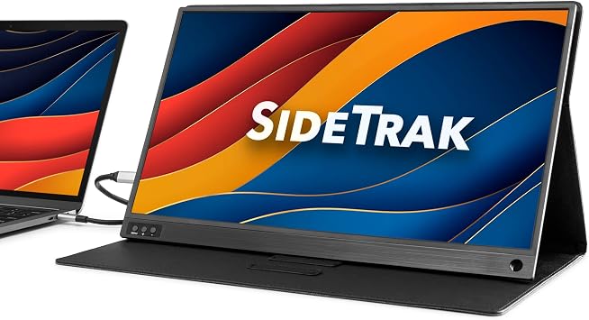 SideTrak Solo Portable Laptop Monitor 15.6 FHD 1080P LCD Screen | Works with Mac, PC, Chrome, PS4, Xbox, Raspberry Pi, More | Powered by USB or Mini HDMI | Detachable Padded Case and Kickstand