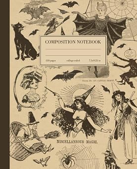 Composition Notebook College Ruled Vintage Witch Illustration | Halloween Witchcraft Magic Journal For Back To School, Office, Work | Wide Lined