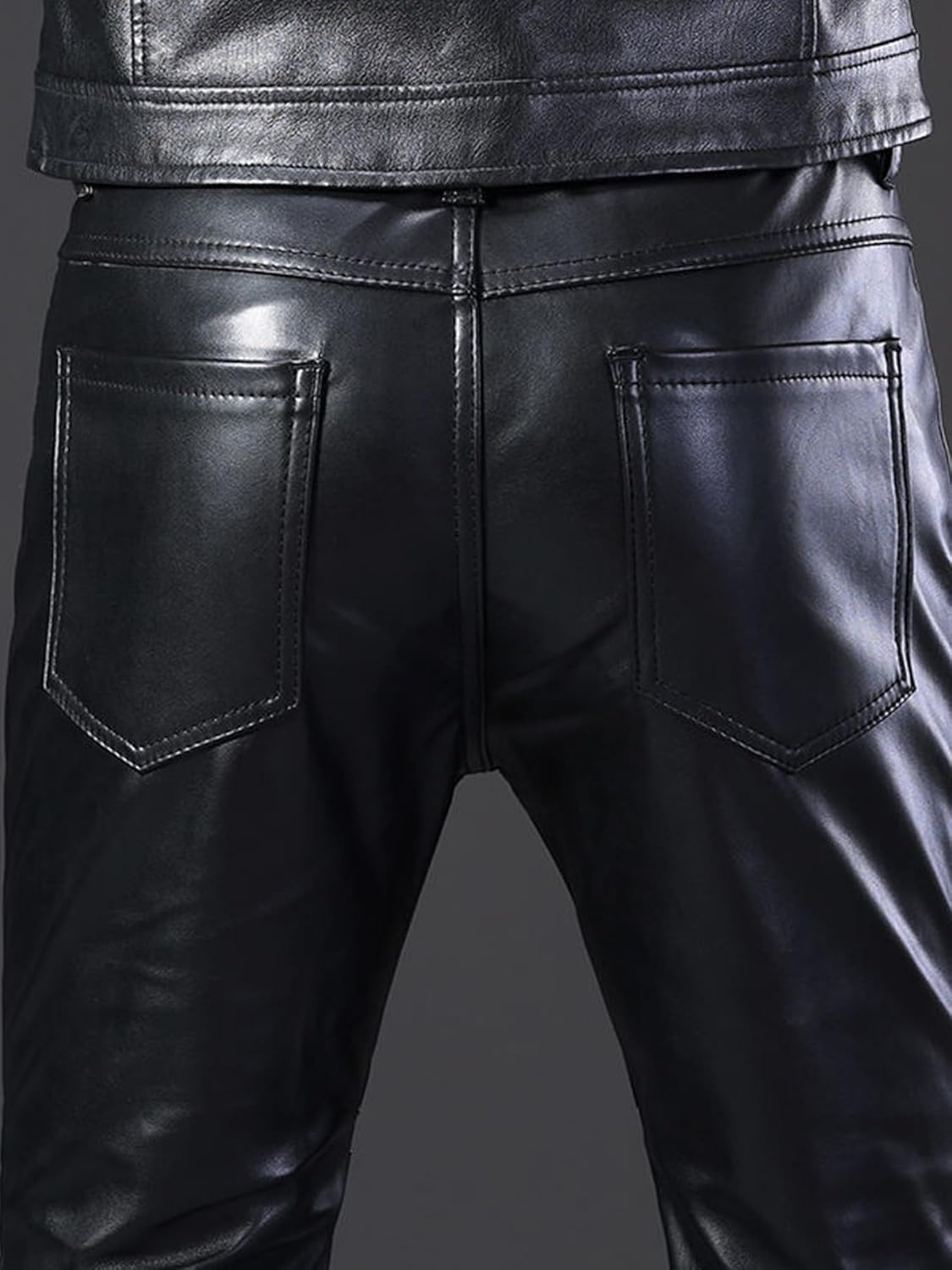 Idopy Men`s Rock Steampunk Gothic Lace Up Cosplay Party PU Leather Pants - Image 7