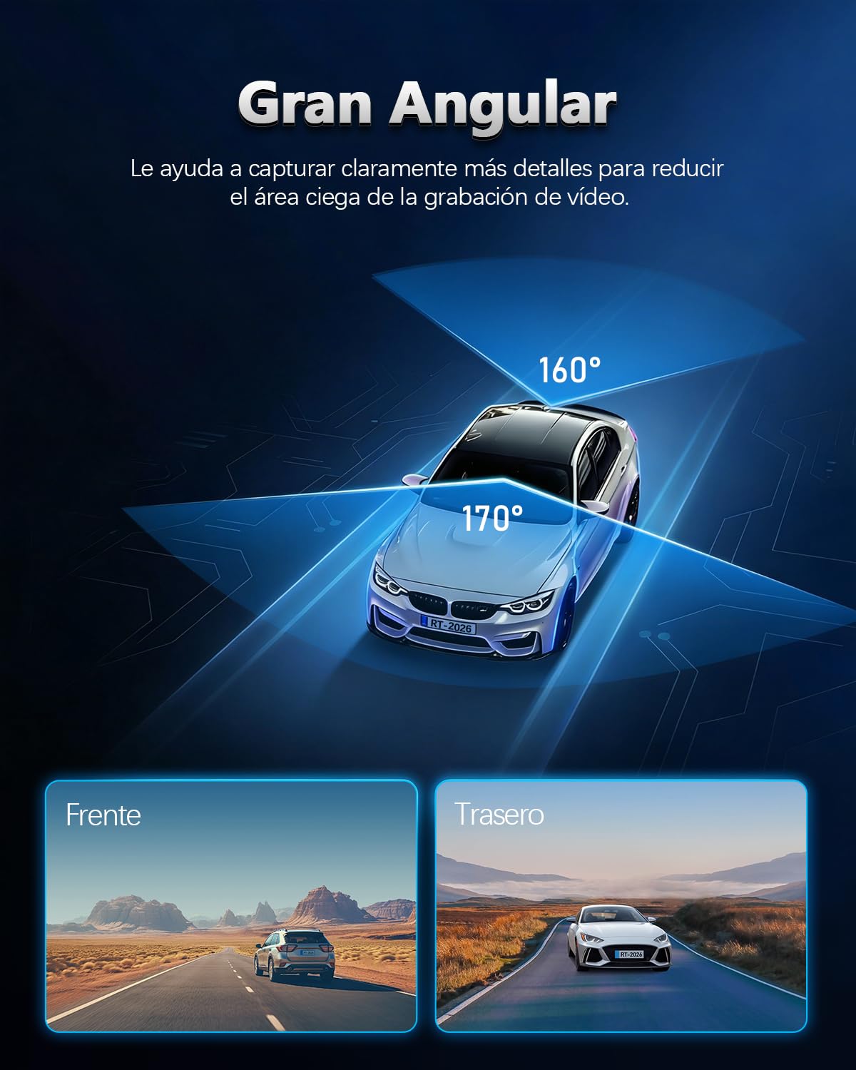 cámara de salpicadero Delantera y Trasera para Coche, Tarjeta de 64 GB incluida, cámara para Coche FHD 1080P, Gran Angular de 170°, HDR, grabadora de conducción, grabación en Bucle, visión