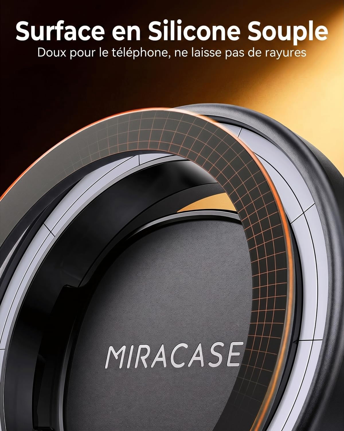 miracase Support Telephone Voiture pour MagSafe Dernière Version Améliorée | 3600gf Aimant Puissant, 89LBS Base à Ventouse, Rotation 360°, Compatible avec iPhone 17 16 15 et Autre Smartphones