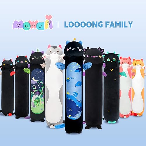 Miniatura 8 de Mewaii 2 almohadas de peluche largas de 44 pulgadas con forma de gatito de estrella azul + almohada de felpa de pan de simulación 3D de 36 pulgadas