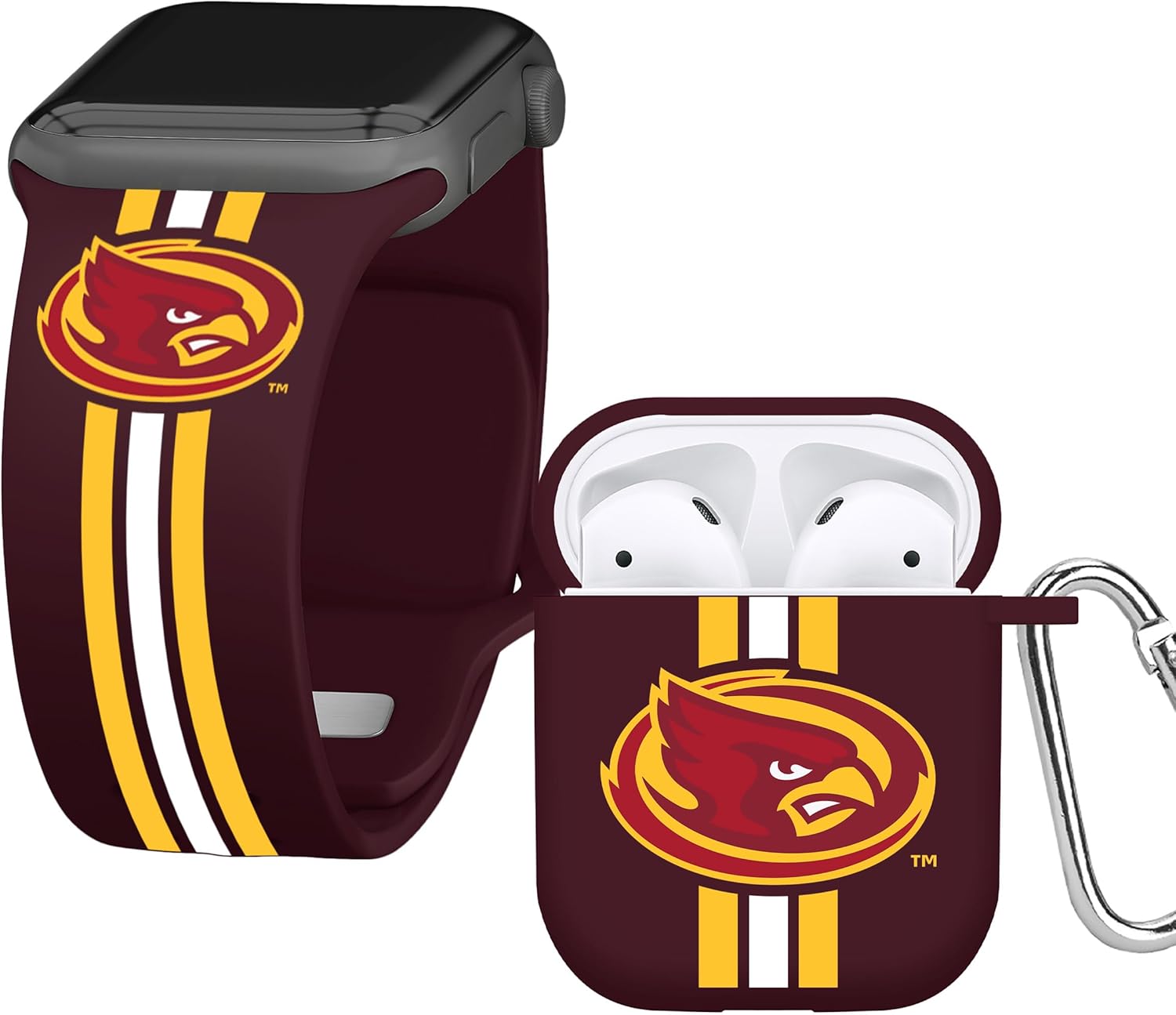 Affinity Bands Iowa State Cyclones HD Combo Package Compatible with Apple Watch and AirPods Gen 1 & 2 (38/40/41mm (42mm Series 11) Long Stripes)