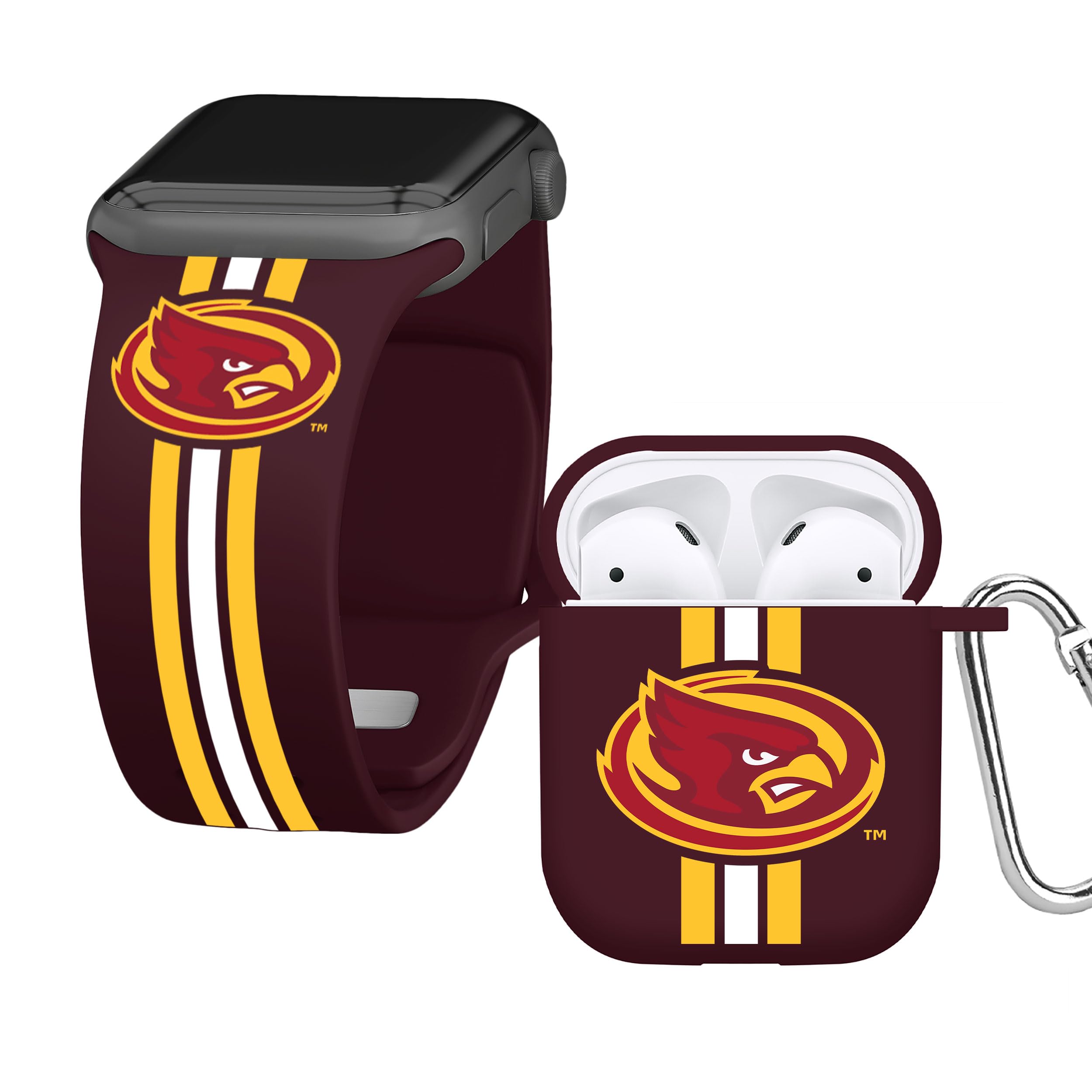Affinity Bands Iowa State Cyclones HD Combo Package Compatible with Apple Watch and AirPods Gen 1 & 2 (38/40/41mm Long Stripes)