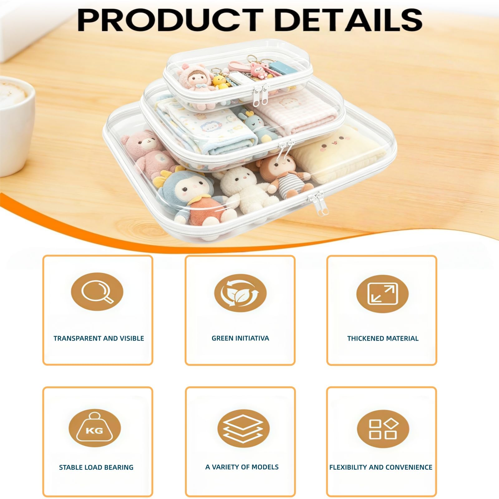Custodia in plastica rigida trasparente con cerniera, astuccio professionale in plastica trasparente con cerniera, astuccio per articoli da toeletta, organizer da viaggio, borsa per cosmetici