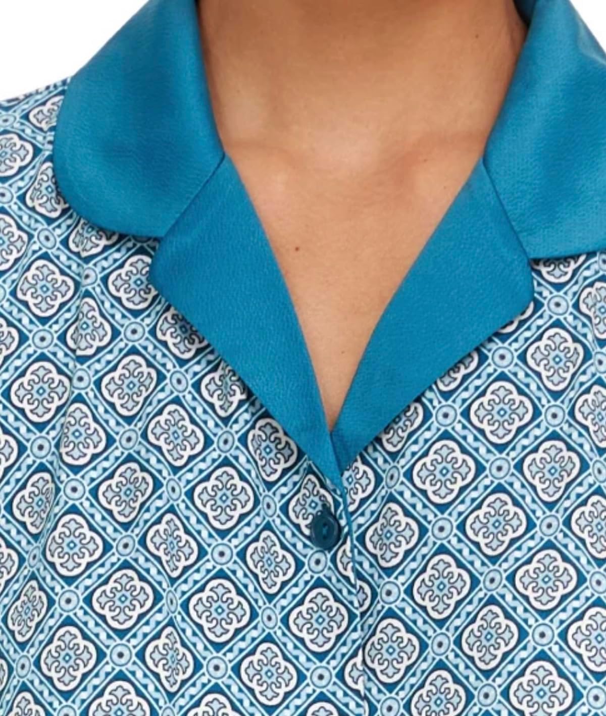 Flora Nikrooz FN Women's 2 Piece Super Soft Satin Trim Notch Collar Pajama Sleep Lounge Set - Image 5