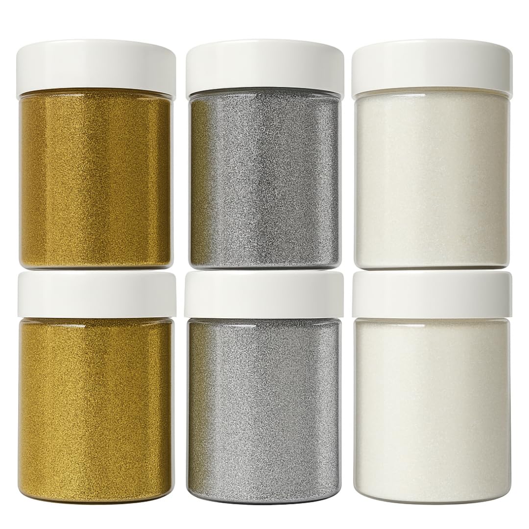 Springboard Gold, Silver & Iridescent Craft Glitter Set (6 x 100g), Shimmering Metallic Pots for Kids EYFS Art, Resin & Slime