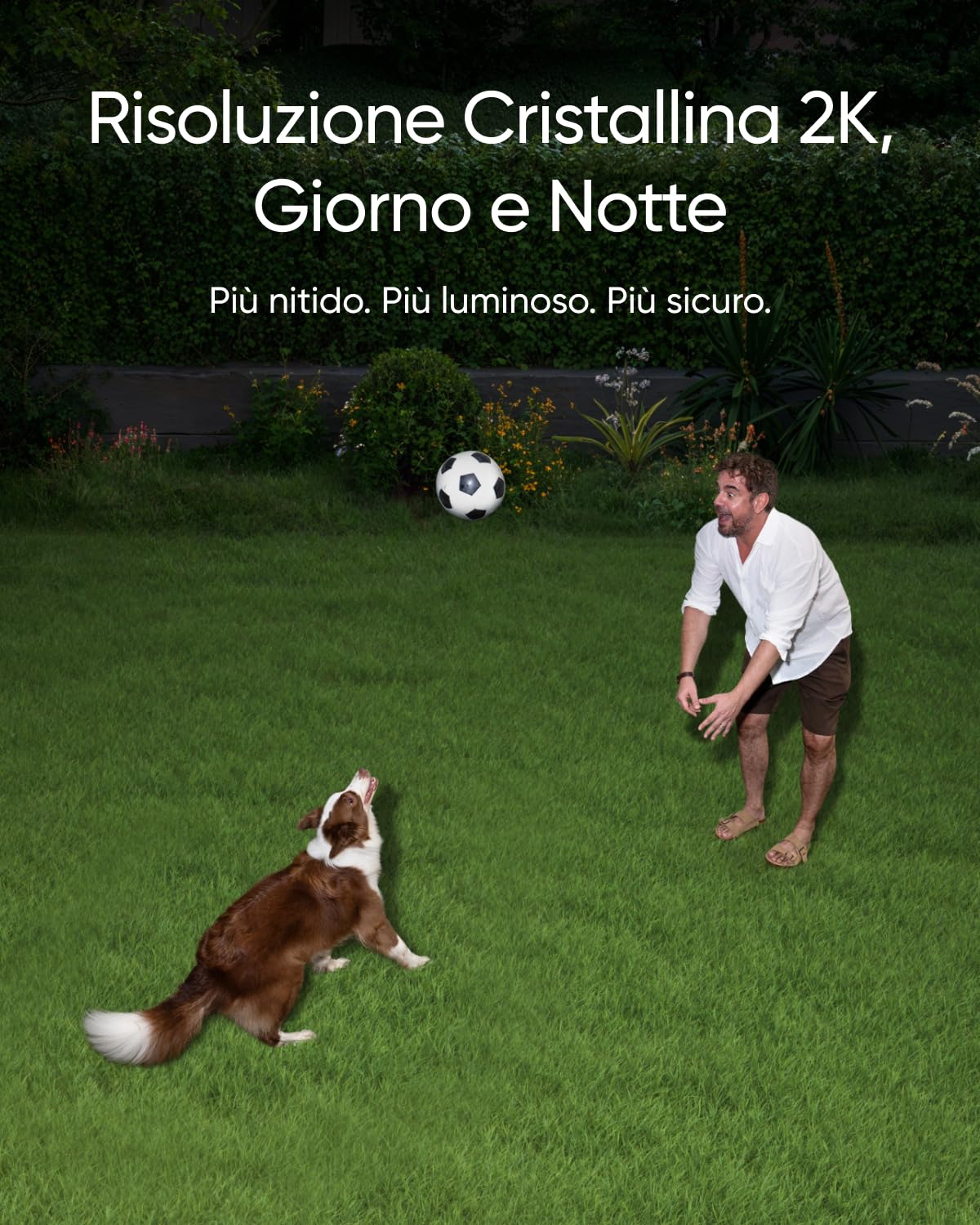 eufy Security Floodlight Cam E30, Telecamera Wi-Fi Esterno, 2K | Rotazione Panoramica e Inclinazione 360°, Rilevamento e Tracciamento con IA, 2000 Lumen, Registrazione 24/7, No canone.
