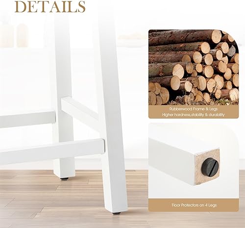 Miniatura 37 de Sophia & William Juego de 4 taburetes de bar de altura de mostrador, modernos taburetes de bar de piel sintética sin respaldo con patas de madera