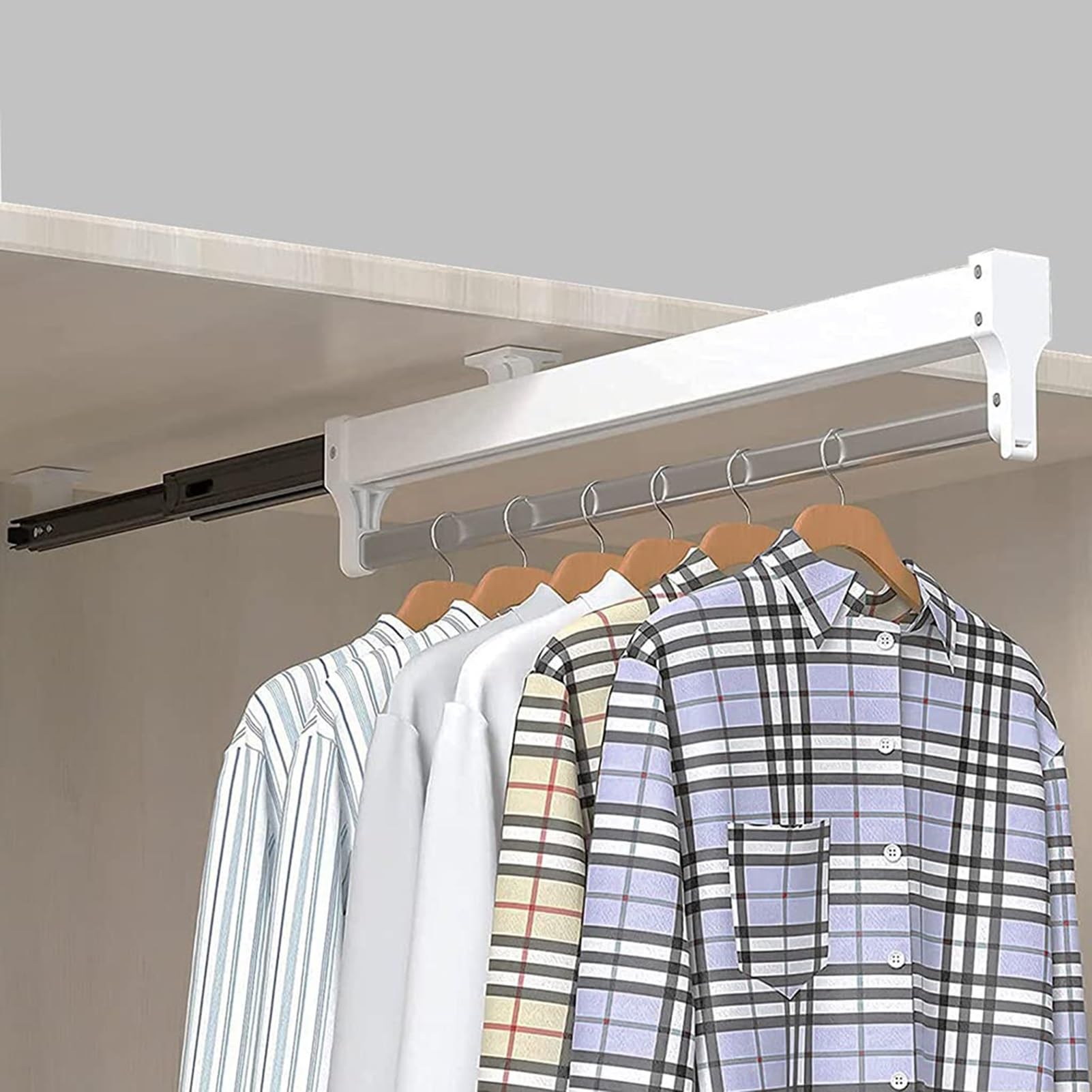 Rail de cintre de vêtements télescopique et armoire de pantalon de gardien