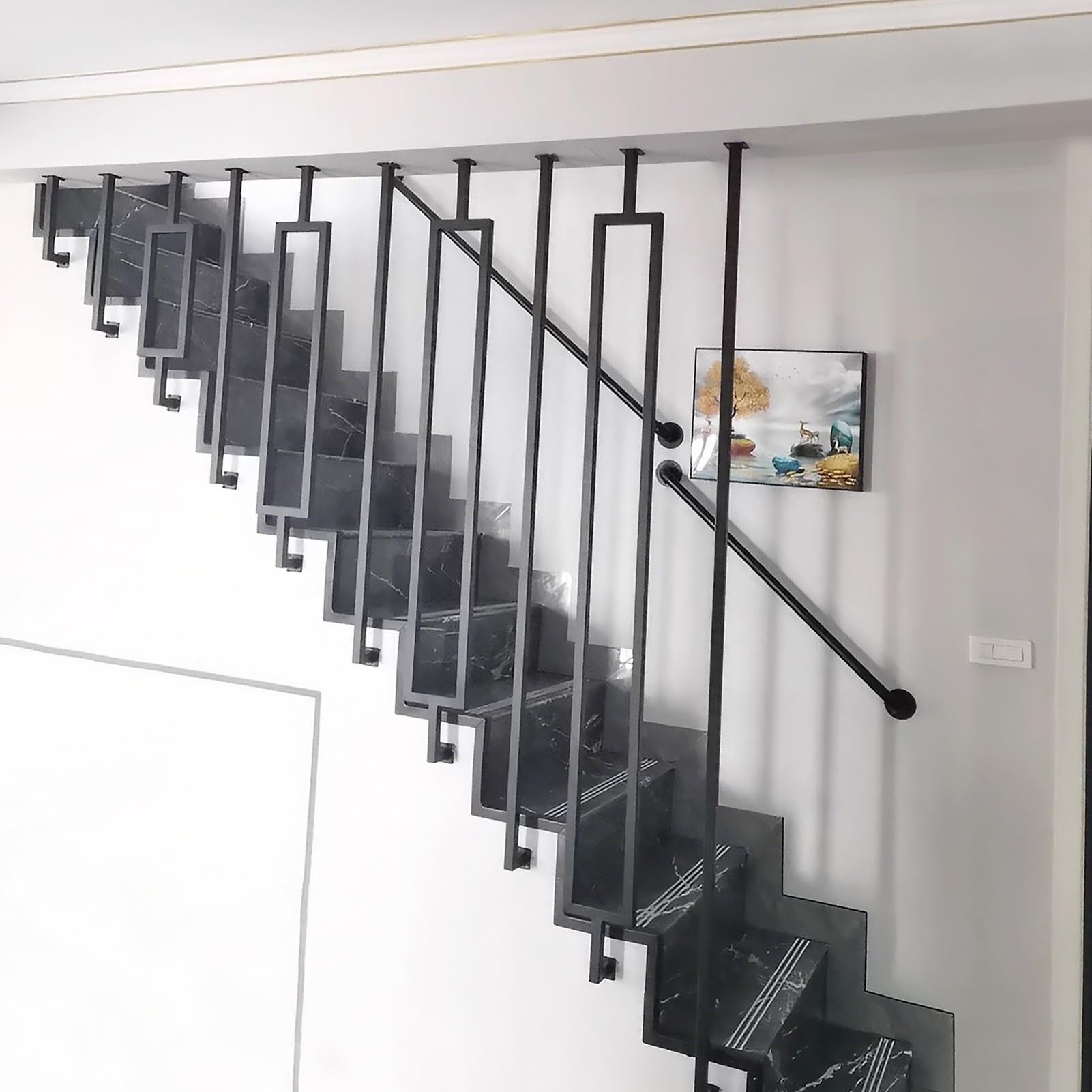 Mains courantes pour escaliers intérieurs garde-corps mural et plafond en L