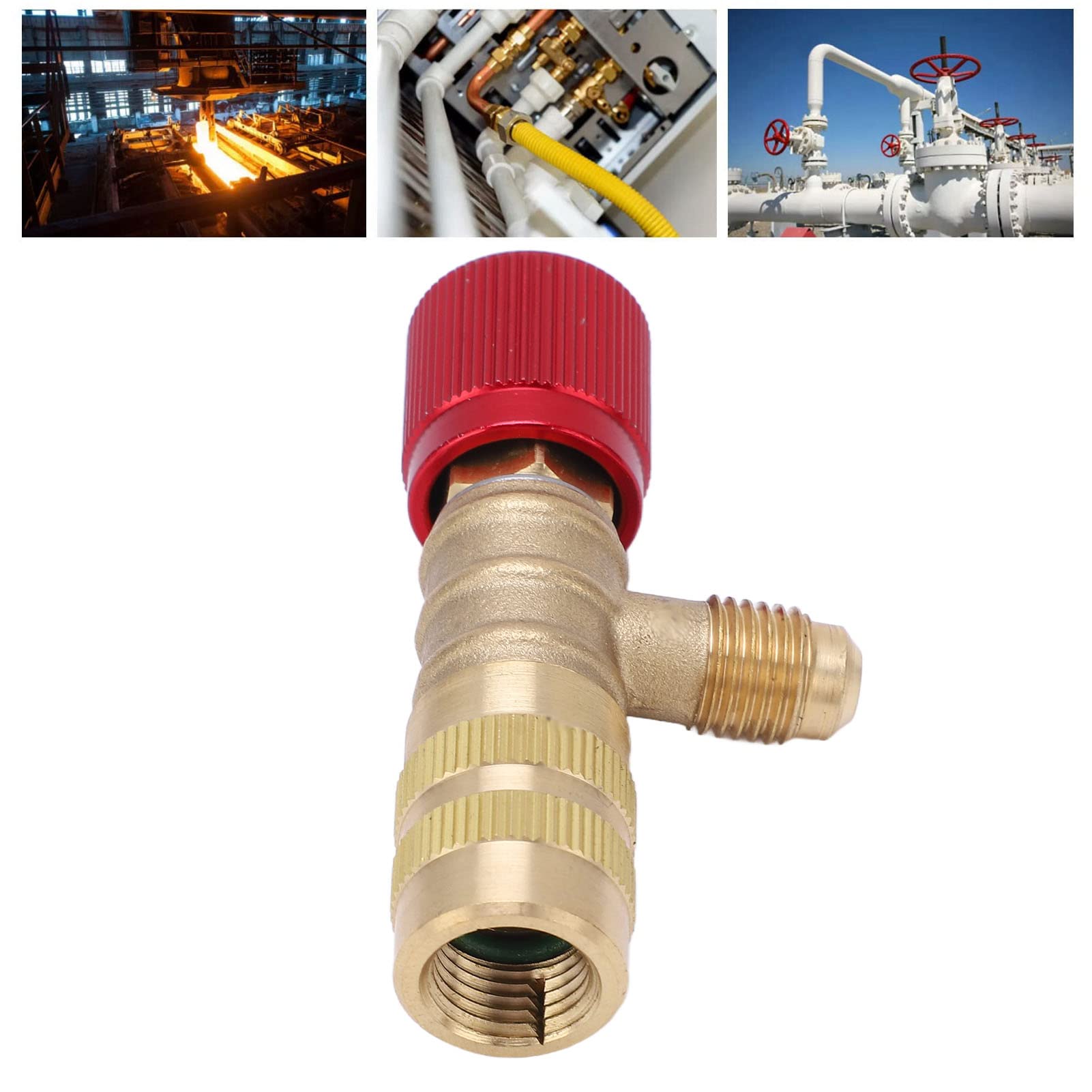 Klanata Refrigerant Charging Valve Set, Brass Liquid Safety Valves for R22, R410, R134A, R404A, Compatible with 1/4in Male and 5/16in Female AC Manifolds