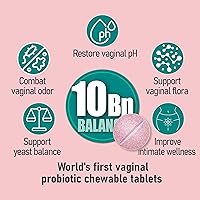Vista 3 de Probióticos vaginales masticables para mujeres, 10 mil millones de UFC + prebióticos orgánicos, apoya la salud vaginal, mantiene el equilibrio