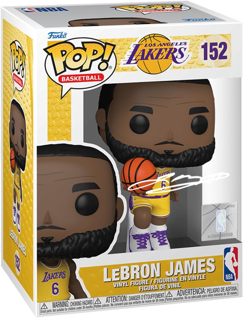 LeBron James #152 Facsimile Signed Reprint Laser Autographed Funko POP! Basketball NBA: Los Angeles Lakers Figurine with Protector Case