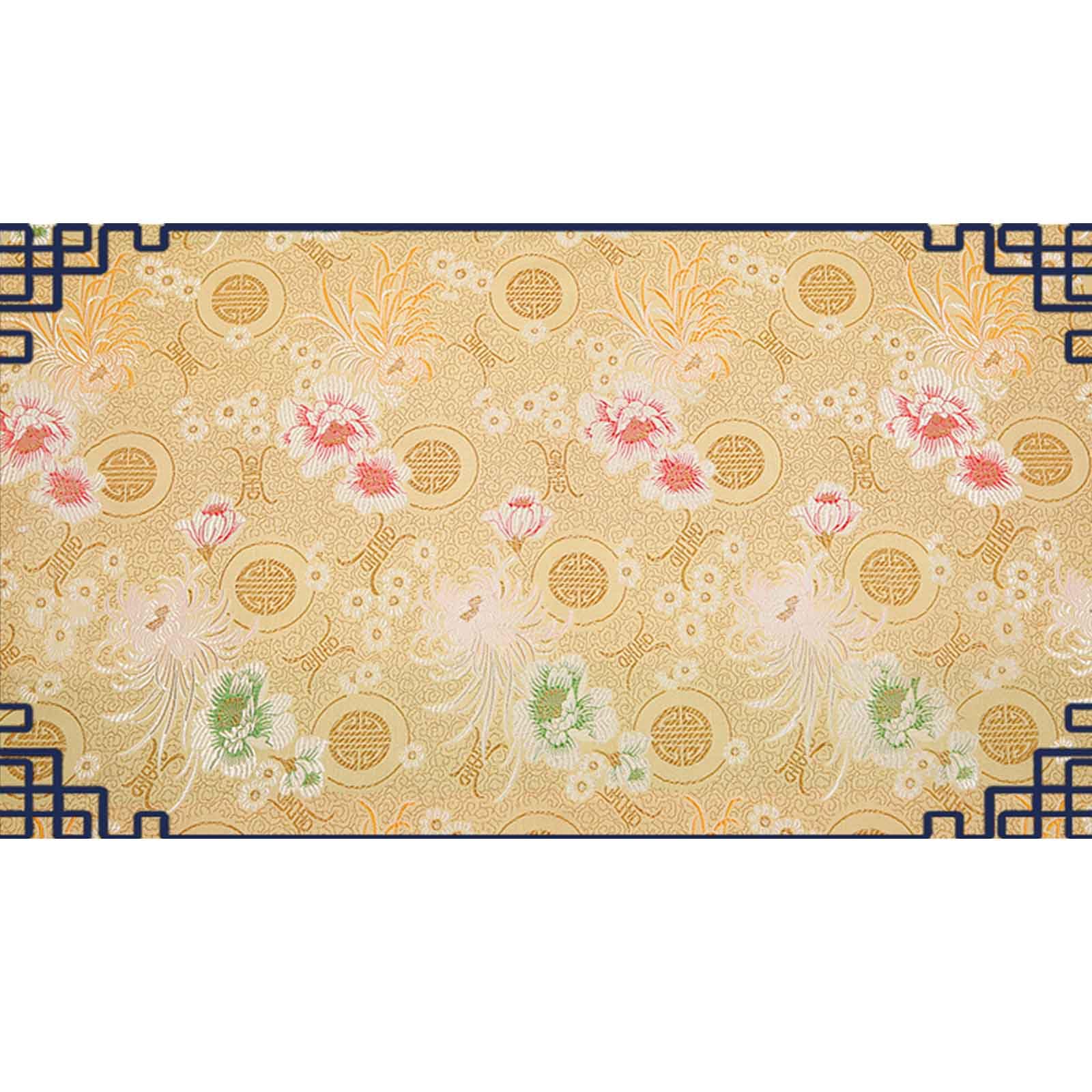 Brokatowa satynowa tkanina kwiatowa do samodzielnego szycia, wzór kwiatowy chryzantemy, ręcznie robiony mebel, retro, wysokiej klasy cheongsam, 75X100 cm(Yellow)