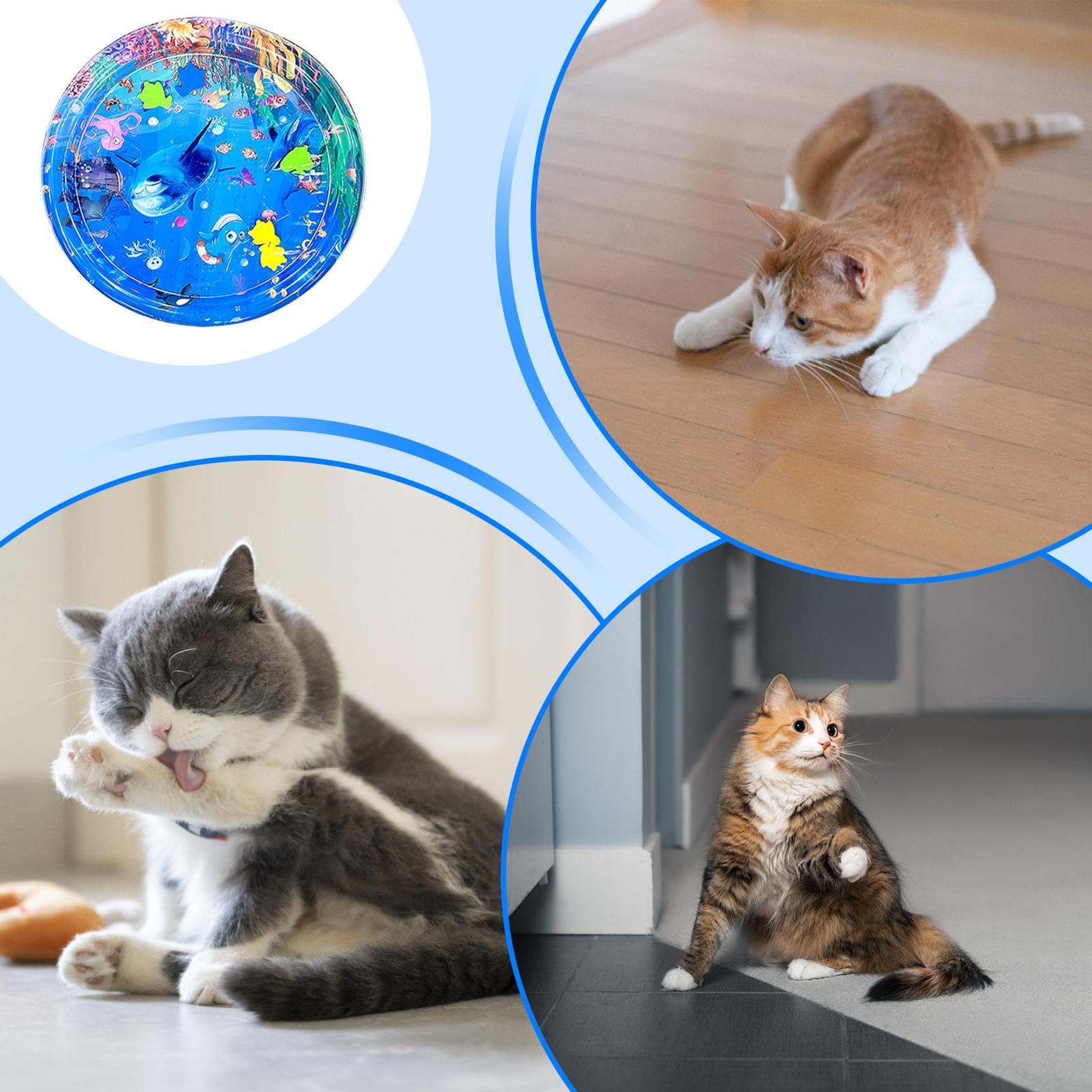 65cm Tappetino Sensoriale Per L'acqua Per Gatti, Tappetino Sensoriale Ad Acqua Per Gatti, Tappetino Rinfrescante Per Gatti Da Interni, Tappetino Da Gioco Con Sensore 'acqua Ispessito