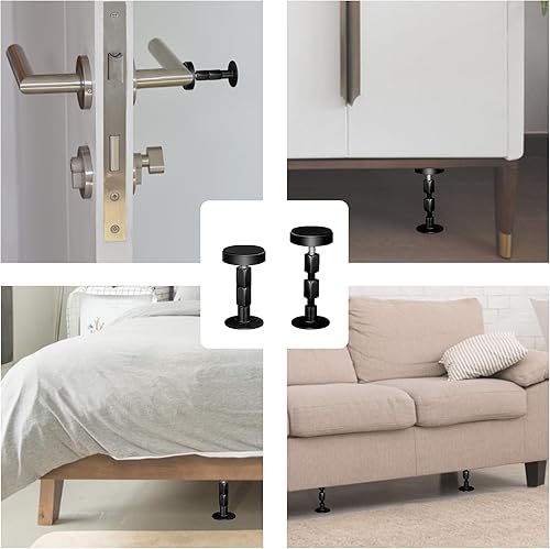 Miniatura 5 de cosbur 4 topes de cabecera para pared, marco de cama ajustable, antivibraciones, parachoques de pared de cama con almohadillas y tornillos gratis,