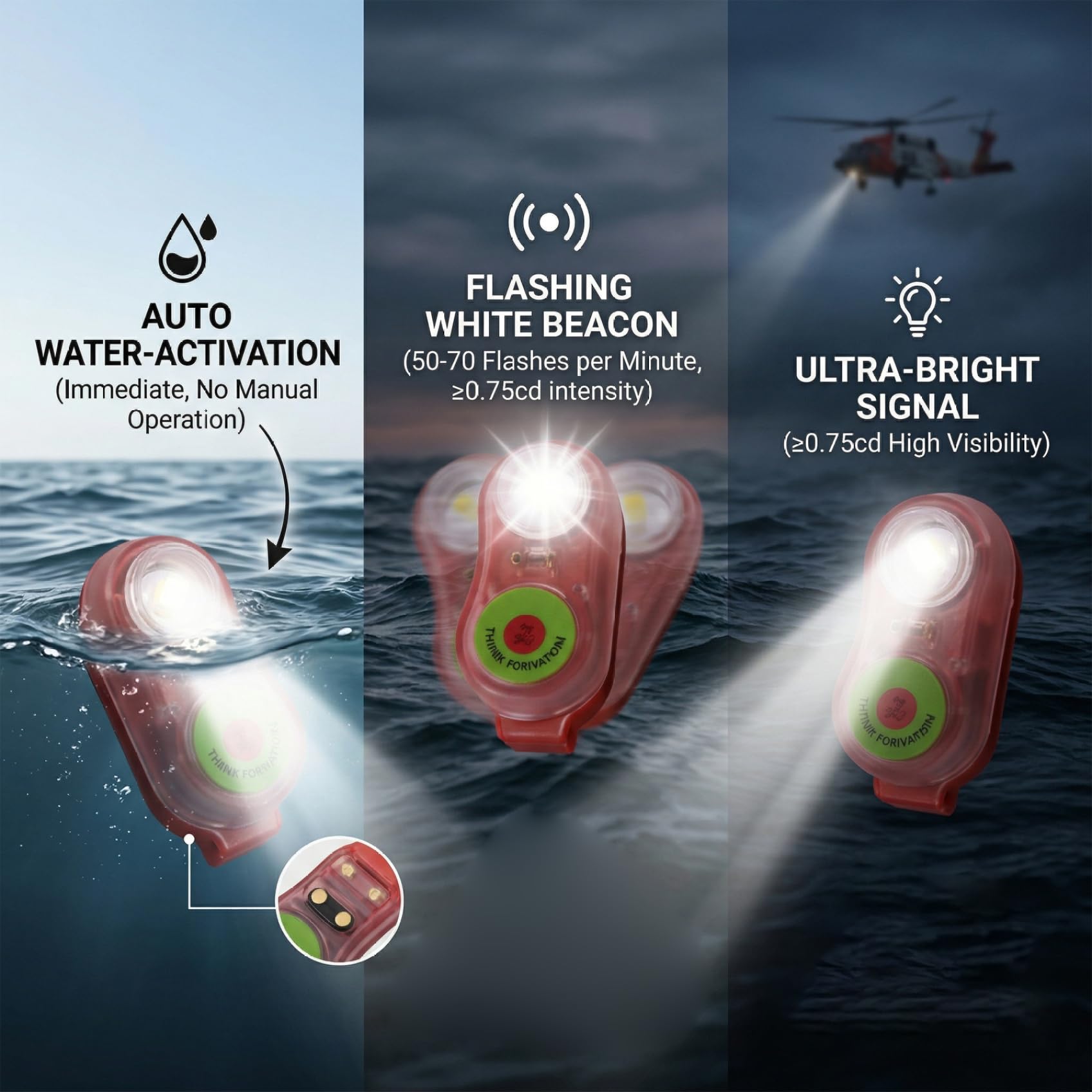 Luce per Giubbotto di Salvataggio, luci per Giubbotto di Salvataggio da 6 Pezzi, luci di Emergenza stroboscopiche attivate dall'acqua per Il Marino e Acquatico