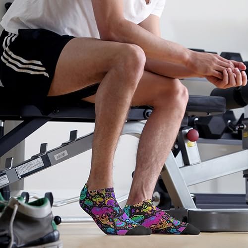 Vista 5 de devor Calcetines de corte bajo para hombre, calcetines para hombre, calcetines invisibles, humor, hongos divertidos, hongos mágicos, plantas, bosques