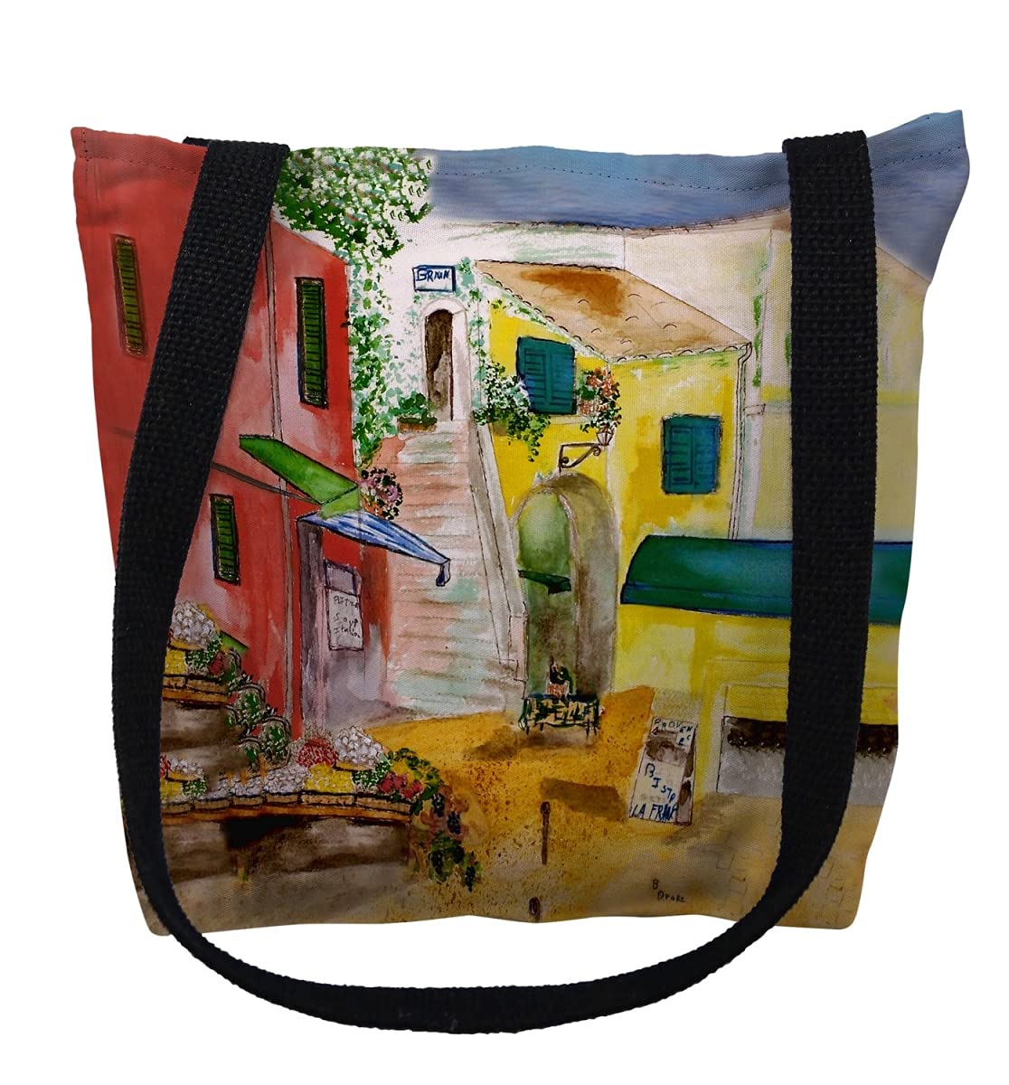 13 x 13 in. Paris Bistro Small Tote Bag by Betsy Drake – Cotton, Black, Model TY148S