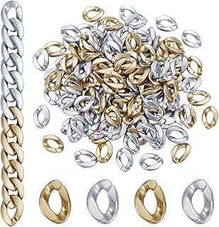 200Pcs 2 Colors Acrylic Linking Rings Opaque Spray Painted Quick Link Connectors 23x16mm for Necklace Eyeglass Chain Curb Chains Phone Decor Bag Chains Jewelry Making DIY Craft