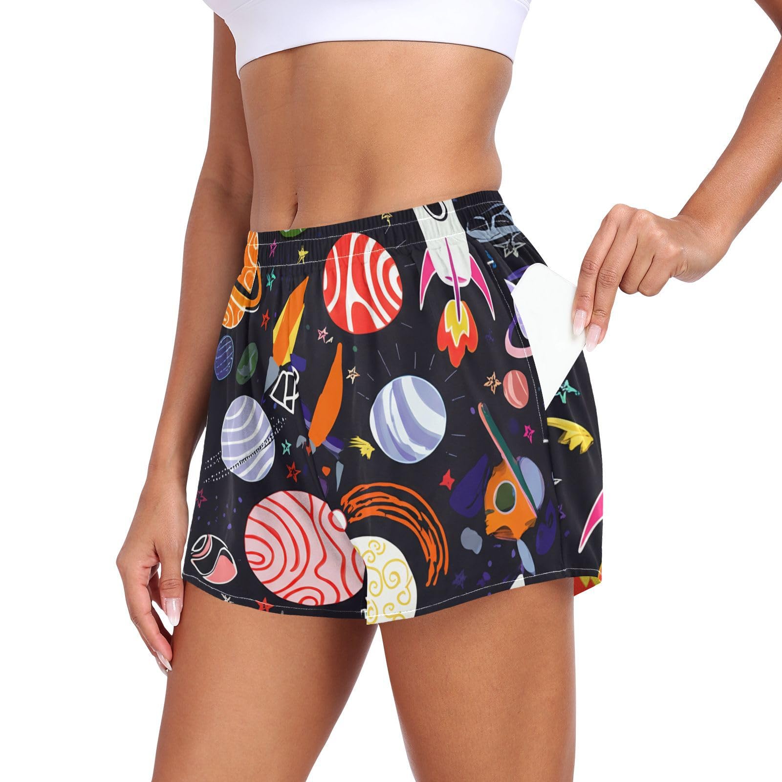 UMIRIKO Women Athletic Shorts Planets Running Shorts for Women 2XL 202c1417