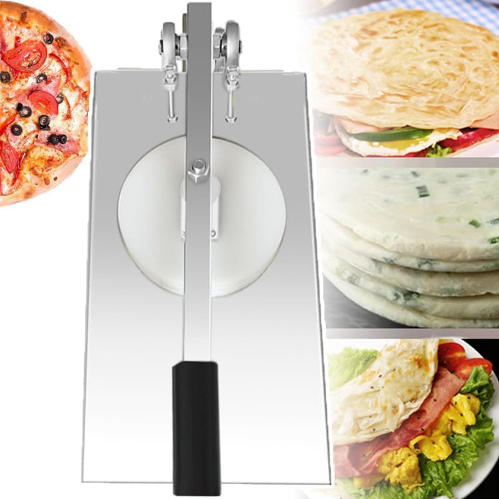Sheeter Board Manuelle Teigwalze Maschine, Edelstahl Teigroller Maschine, Einstellbare Dicken, für Bäckerei Blätterteig