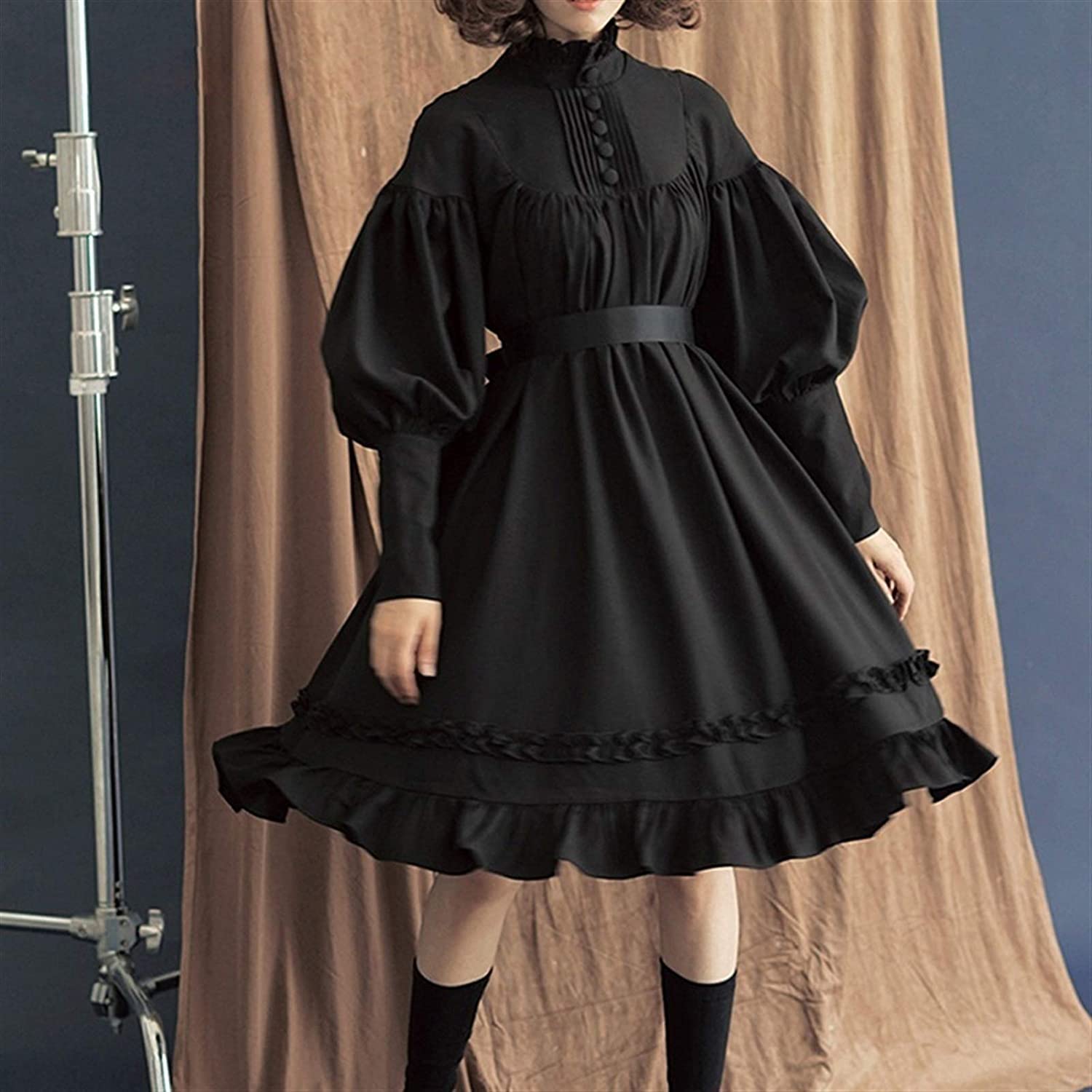 Cosplay Sukienka Lolita Japońskie Miękkie Czarne Sukienki Bawełniane Damskie Księżniczka Sukienka Kostium Dziewczęcy (Color : Black, Size : 3XL)