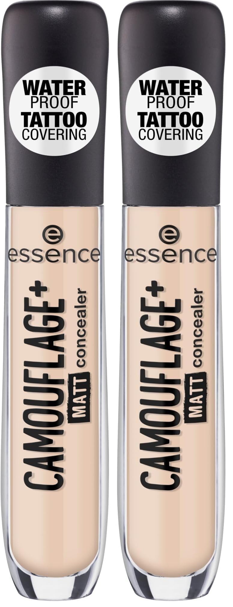 essence CAMOUFLAGE+ MATT concealer, Nr. 23, Nude, mattierend, matt, vegan, ölfrei, wasserfest, ohne Alkohol, 2er Pack (5ml)