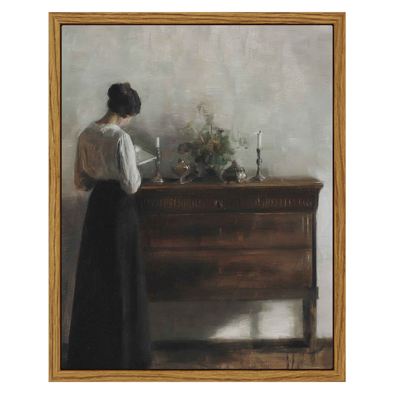 VIYYIEA Vintage Framed Black Dog Wall Art, Bedroom Living Room Minimalist Animal Art Decor, Antique Dog Canvas Print Paintings, Home Farmhouse Retro Still Life Decor, 12x16 Inch — view 80